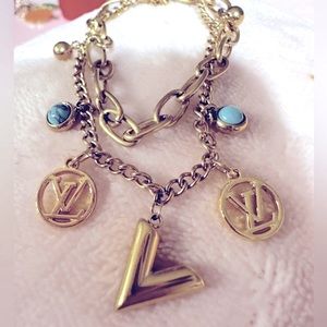 2 Louis Vuitton Zipper Pulls! Added to a 18k Gold Plated Turquoise Bracelet
